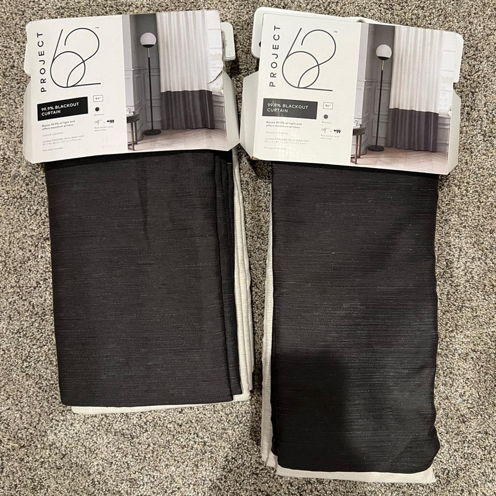 Project 62 Ultra Blackout Curtains - Charcoal/Cream